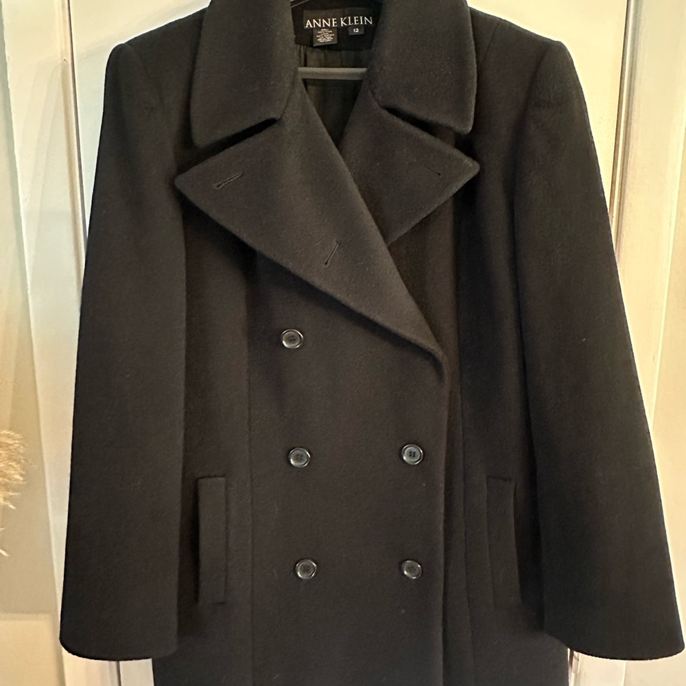 Anne Klein Classic Black Pea Coat
